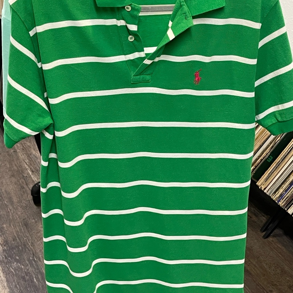 Green Striped Polo Shirt
